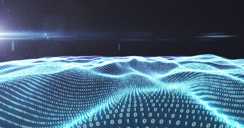 Waving Binary Code Grid Illuminated Digital Interface - Download Free Stock Images Pikwizard.com