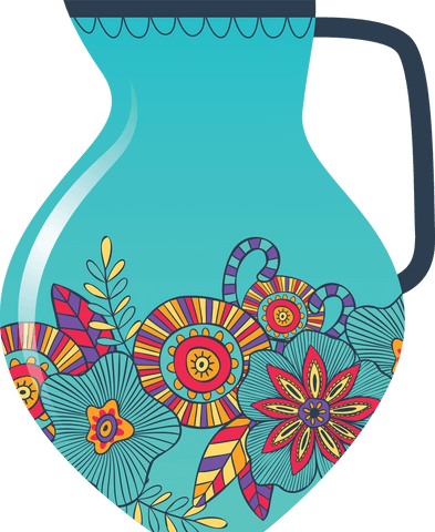 Colorful Floral Vase Illustration on Transparent Background