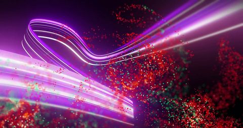 Vibrant Digital Particles and Light Trails on Dark Background - Download Free Stock Images Pikwizard.com