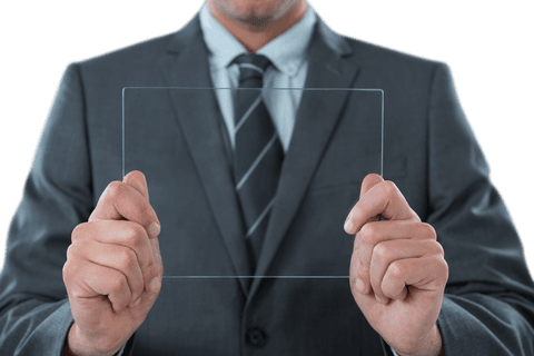 businessman displaying transparent tablet mockup - Download Free Stock Videos Pikwizard.com
