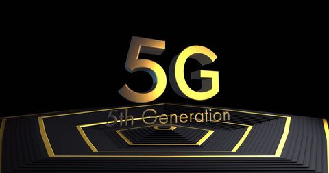 5G Technology Futuristic Golden Abstract Design