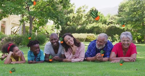 Happy Multigenerational Family Relaxing Outdoors