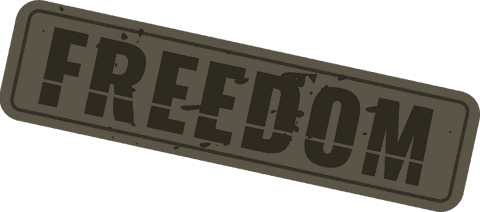 Vintage grunge stamp with bold freedom typography on transparent background