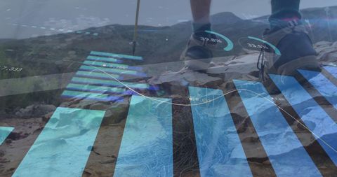 Digital Finance Overlay on Hiking Adventure Scene