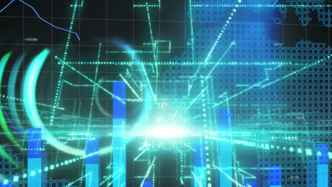 Futuristic Data Flow and Processing Animation in Blue