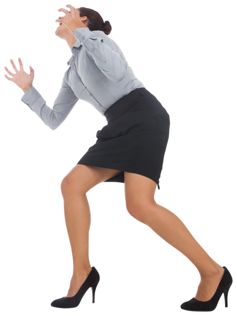 Furious Young Businesswoman Bent Over on Transparent Background - Download Free Stock Videos Pikwizard.com