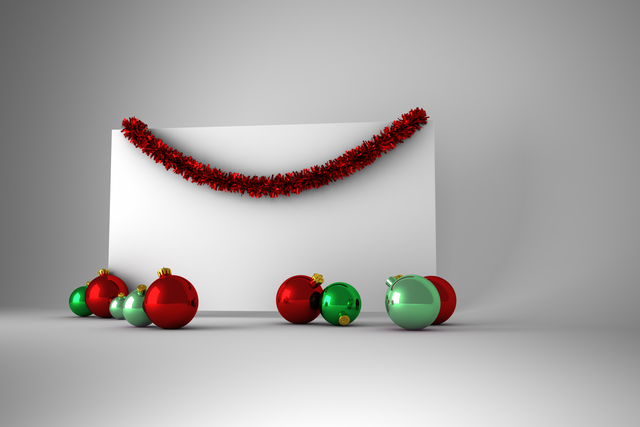 Transparent Poster with Christmas Decorations and Garland in Grey Background - Download Free Stock Videos Pikwizard.com