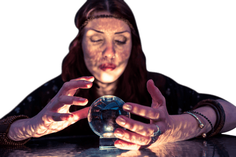 mystic female fortune teller gazing at transparent crystal ball - Download Free Stock Videos Pikwizard.com
