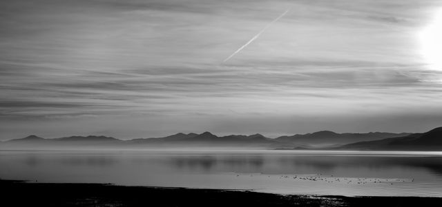 Serene Mountain and Lake Scenery at Dusk in Black and White - Download Free Stock Images Pikwizard.com