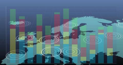 Global data visualization with overlaid map chart design