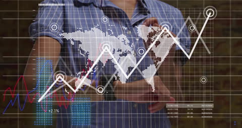 Businessman Analyzing Global Financial Data Trends