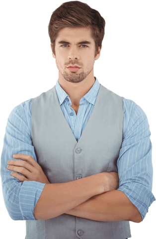 Transparent Confident Businessman Arms Crossed Standing