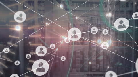 Global Digital Network Connections in Server Room Visualization