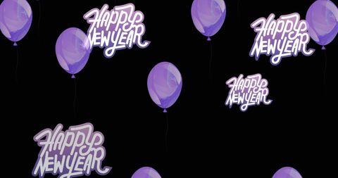 Happy new year celebration with purple balloons
