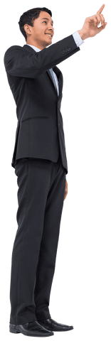 Confident Asian Businessman Pointing Up on Transparent Background - Download Free Stock Videos Pikwizard.com