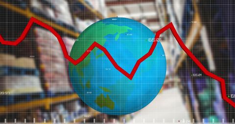 Global trade and economic fluctuation concept in warehouse