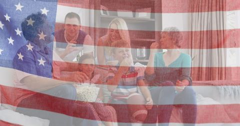 Happy Family Celebrating American Patriotism at Home