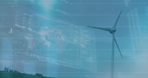 Renewable Energy Financial Data Overlays Wind Turbine