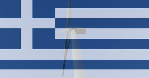 Greek Flag Merged with Wind Turbine Highlighting Renewable Energy - Download Free Stock Images Pikwizard.com