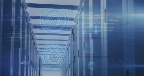 Futuristic Digital Interface Over Data Center - Download Free Stock Images Pikwizard.com