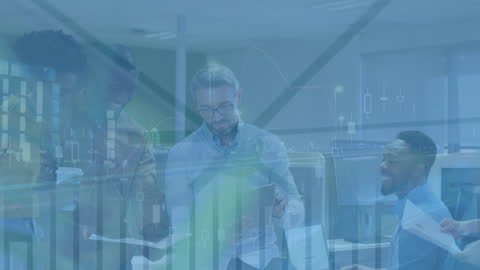 Business Team Analyzing Digital Data in Modern Office