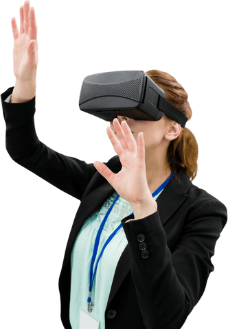 businesswoman experiencing virtual reality on transparent background - Download Free Stock Videos Pikwizard.com