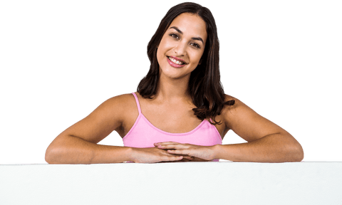 transparent portrait of smiling woman behind white board - Download Free Stock Videos Pikwizard.com