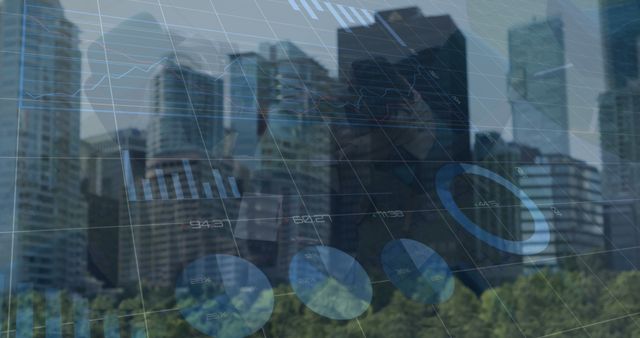 Futuristic Cityscape with Financial Data Overlay - Download Free Stock Images Pikwizard.com