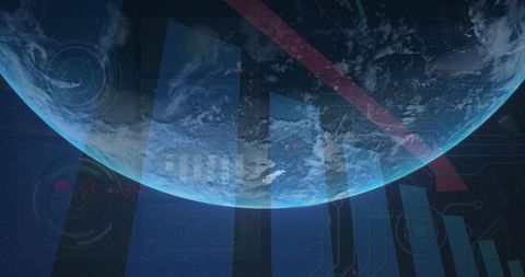 Global Financial Data Processing Overlaid on Earth View - Download Free Stock Images Pikwizard.com