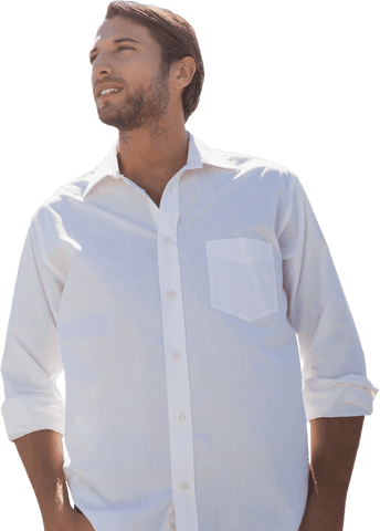 Transparent background young man relaxed expression outdoors