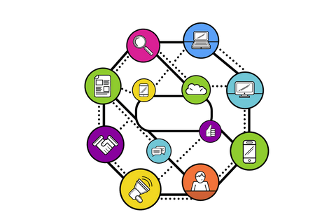 transparent network of colorful business and media icons - Download Free Stock Videos Pikwizard.com