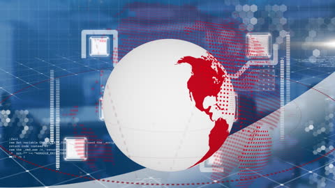 Digital Globe Animation with Data Processing Overlay