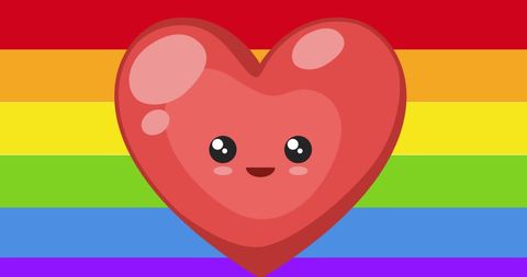 Smiling Heart on Rainbow Pride Background