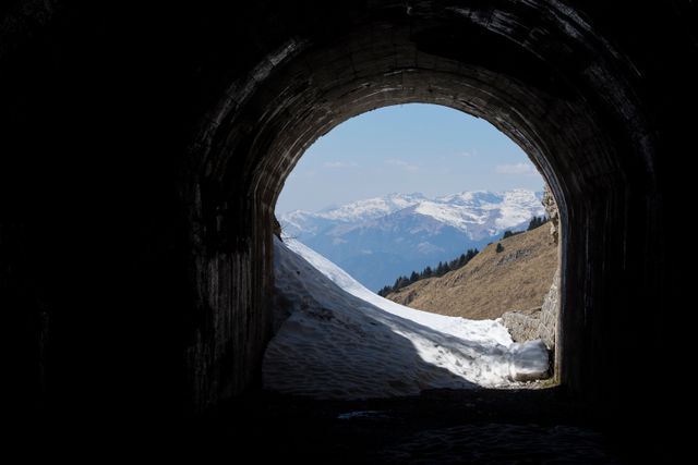 Mountain View Through Snowy Tunnel - Download Free Stock Photos Pikwizard.com