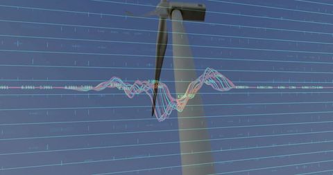 Wind turbine waveform data visualization with grid overlay for renewable energy analytics
