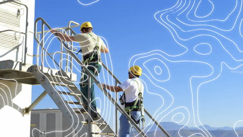 Engineers Climbing Wind Turbine Enhanced by Digital Efforts