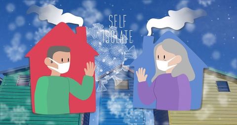 Self isolation during pandemic illustrating safety and social distancing