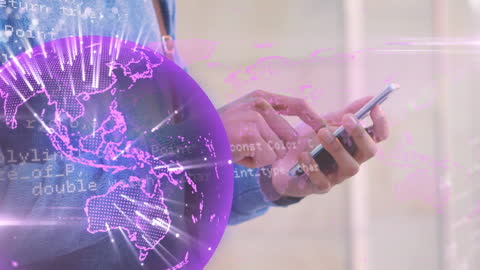Futuristic Global Connectivity Concept with Smartphone