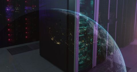 global networking concept with data servers overlapping earth - Download Free Stock Images Pikwizard.com