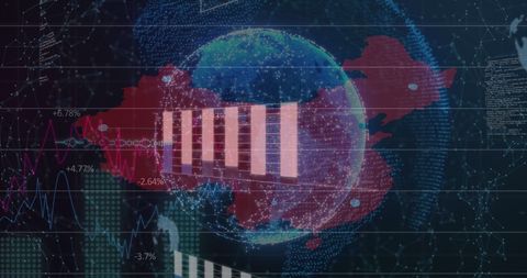 Digital World Map with Data Visualization Elements - Download Free Stock Images Pikwizard.com