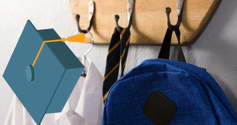 Educational symbols blending with school environment