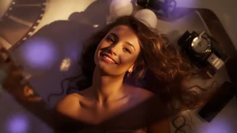 Artistic Cinematic Portrait with Lilac Bokeh and Prismatic Effects