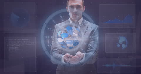 Futuristic Digital Networking Concept with Business Professional