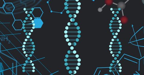 Abstract Digital DNA Strands with Scientific Data Background - Download Free Stock Images Pikwizard.com