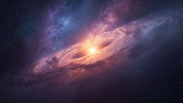 Vivid Cosmic Swirl Illuminates Deep Space Galaxy