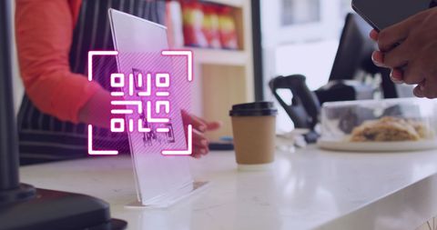 Contactless payment with qr code technology in coffee shop