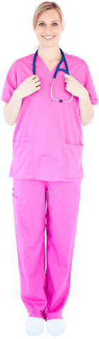 Confident Healthcare Professional in Pink Uniform Holding Stethoscope Transparent - Download Free Stock Videos Pikwizard.com