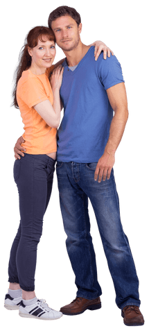 Young couple smiling transparently for the camera