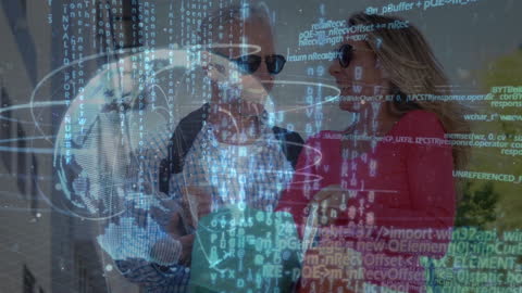 Couple Analyzing Digital Data with Globe Visualization