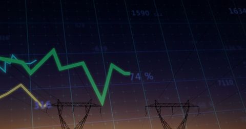 Financial Trends with Power Line Graphic Overlay - Download Free Stock Images Pikwizard.com